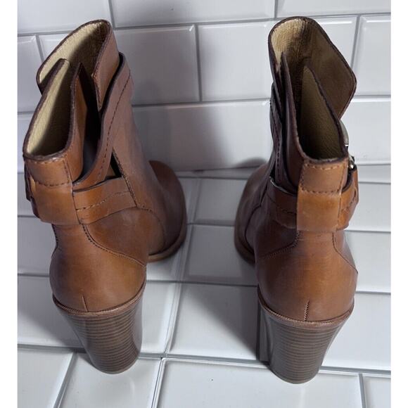 Coach Kasandra Chestnut Brown Leather Block High Heel Ankle Boots A7094 Size 8B - Picture 4 of 8